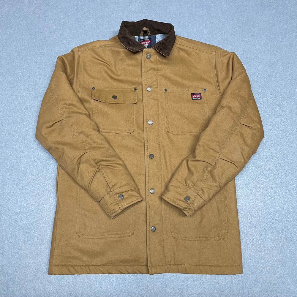 Wrangler Jacket Mens Small Brown Canvas Blanket Lined Chore Corduroy Workwear
